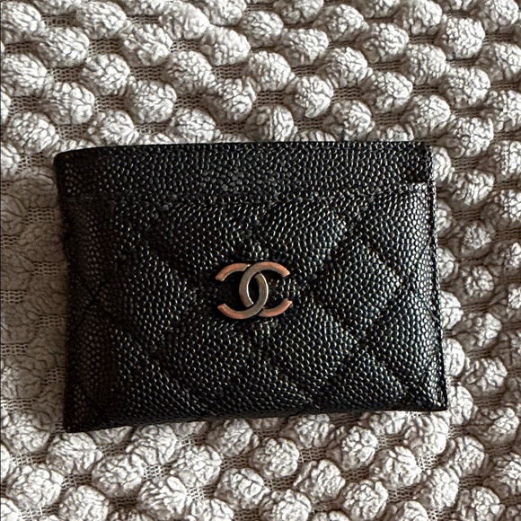 CHANEL Handbags - CHANEL Black Textured Quilted card holder